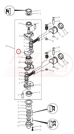 Щека коленвала С PARSUN T9.9-15 / T15-04020105