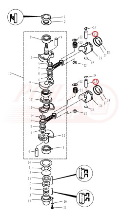 Палец поршня T9.9-15, Parsun / F15-07020006